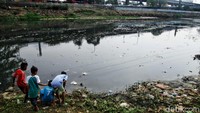 Mencari ikan kecil atau berbagai benda-benda yang menarik perhatian bocah-bocah ini menjadi kegiatan rutin yang mengasyikan bagi mereka. Tak membutuhkan banyak uang, hanya sekadar menggunakan tangan dan paling tidak penyaring ikan buatan tangan sendiri, anak-anak ini terlihat antusias mencari ikan dan benda-benda di sekitar sungai.