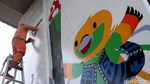 Mural Asian Games Nampang di Kolong Flyover Cengkareng