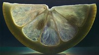 Bisa tebak ini buah apa? Yap! Ini adalah irisan lemon yang daging buahnya terlihat transparan. Serat-serat pada jeruk juga dibuat dengan sangat detail. Foto: Dennis Wojtkiewicz