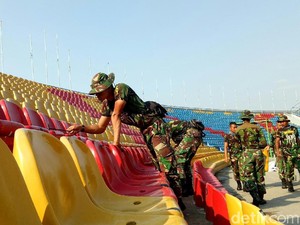 Sempat Babak Belur, Kini Tribune Gelora Sriwijaya Beres