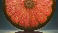 Ini dia salah satu karya Dennis yang menakjubkan. Lukisan irisan jeruk terlihat nyata dengan warna merah oranye yang menyala. Serat-serat pada penampang buah juga kelihatan persis asli ya? Foto: Dennis Wojtkiewicz