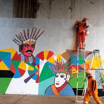 Mural Asian Games di kolong flyover Universitas Indonesia