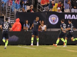 Manchester City masih tidak diperkuat banyak pemain topnya di laga pramusim ini. Leroy Sane membawa City unggul di menit ke-57 (Brad Penner-USA TODAY Sports)