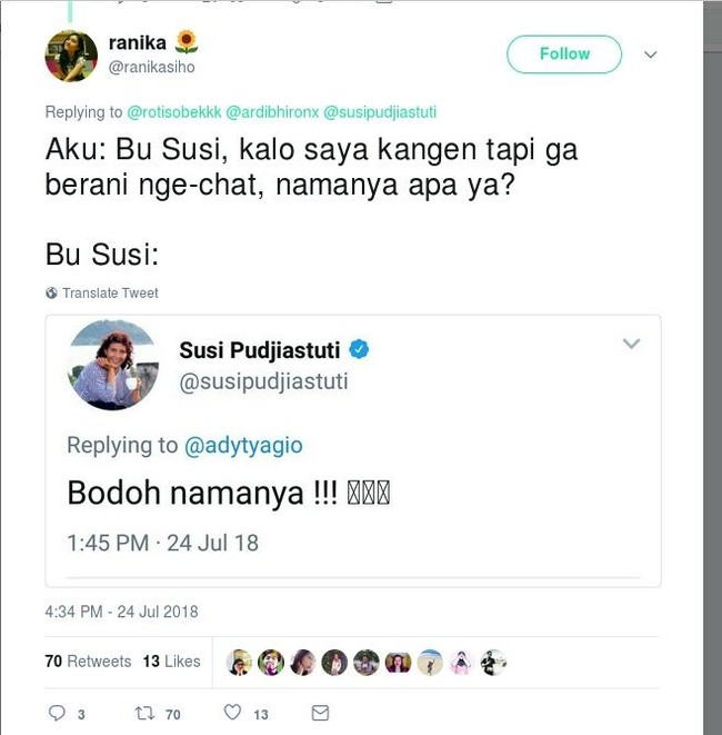 Agar tak disebut bodoh, jika kangen berarti harus memulai percakapan atau chatting. Foto: Twitter