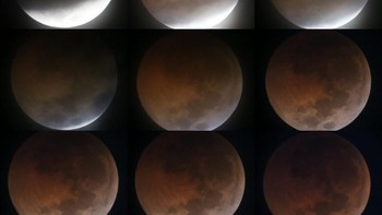 Proses detik-detik terjadinya gerhana bulan total yang berhasil dijepret oleh LAPAN. Foto: Dok. LAPAN
