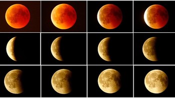 Proses gerhana bulan total yang dapat dilihat di langit Jerman. Foto: Dok