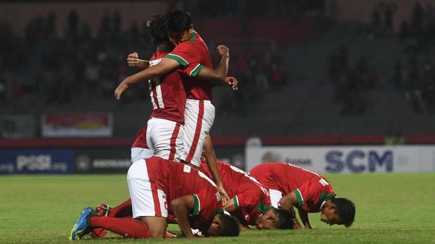   Indonesia's U-16 national team victory in the inaugural match of the AFF 2018 Cup. 