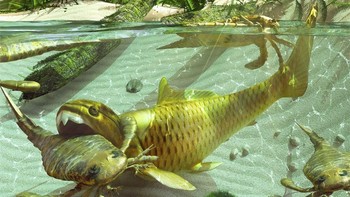 Dunkleosteus adalah ikan berbadan tameng yang hidup 360 juta tahun yang lalu. Ikan ini dapat mencapai panjang 9 meter dan memiliki mulut mirip paruh dengan gigi yang sangat tajam. (Foto: iStockPhoto)  