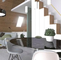 Ruang tamu yang digabung dengan ruang makan. Rumah ini diklaim mampu menampung maksimal 3-4 orang. Foto: Dok. Bored Panda/M.A.Di.