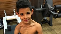 Dampaknya di usia delapan tahun Ronaldo Jr sudah bisa menunjukkan fisik tubuh yang kekar. (Foto: Instagram/cristiano)