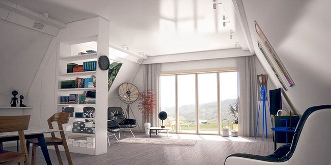 Bagian dalam rumah M.A.Di dengan desain interior yang sleek dan modern. Didominasi elemen kayu dan jendela kaca lebar agar rumah mendapatkan pencahayaan alami yang cukup. Foto: Dok. Bored Panda/M.A.Di.