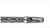 Montblanc Boehme Royal Pen. Pulpen ini memiliki emas 18 karat, platinum berlapis ditarik. Laras pulpen dibuat dari emas putih 18 karat dan dipasang lebih dari 1.430 berlian. Logo bintang Montblanc yang khas terdiri dari 18 berlian dan cincin emas putih 18 karat. Potongan berlian penting menyoroti klip. Harga US$ 1.500.000 atau setara  21,7 miliar. Supermoney.com/Istimewa.