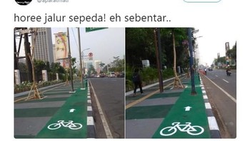 Selain itu, tiang yang ada di jalur sepeda ini pun juga jadi bahan perbincangan hangat. Foto: Twitter/aparatmati