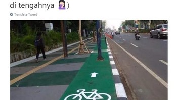 Ada yang bilang harusnya jalur sepeda itu ada di jalan raya, bukan di trotoar. Foto: Twitter/anyapumpkin