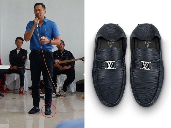 Agus Harimurti Yudhoyono atau yang akrab disapa AHY pernah terlihat mengenakan sepatu moccasin LV bernama Hoeckhenheim. Sepatu yang nyaman untuk segala kesempatan ini dihiasi buckle inisial LV dalam warna silver, dan dijual US$ 690 atau Rp 10 juta di situsnya. Foto: dok. Instagram, Louis Vuitton