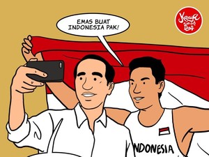 Jokowi Asyik Selfie Bareng Lalu Muhammad Zohri di Komik Ini