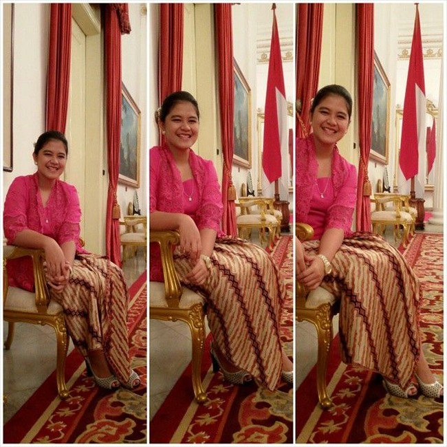 Inilah potret Kahiyang Ayu saat belum menjadi kekasih Bobby Nasution. Berada di Istana Negara sepekan setelah sang ayah Joko Widodo dilantik sebagai Presiden Indonesia pada Oktober 2014, Kahiyang terlihat bergaya memakai kebaya dan kain batik. Foto: Instagram ayanggkahiyang