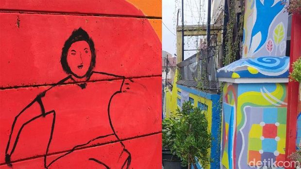 Mural Asian Games vs Kampung Cibunut Perbandingan mural Asian Games dan Kampung Cibunut.