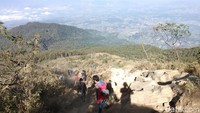 Para pendaki Gunung Ciremai. Edelweiss sangat dilarang keras untuk dipetik dan termasuk pelanggaran berat bagi pendaki (Muhammad Idris/detikTravel)