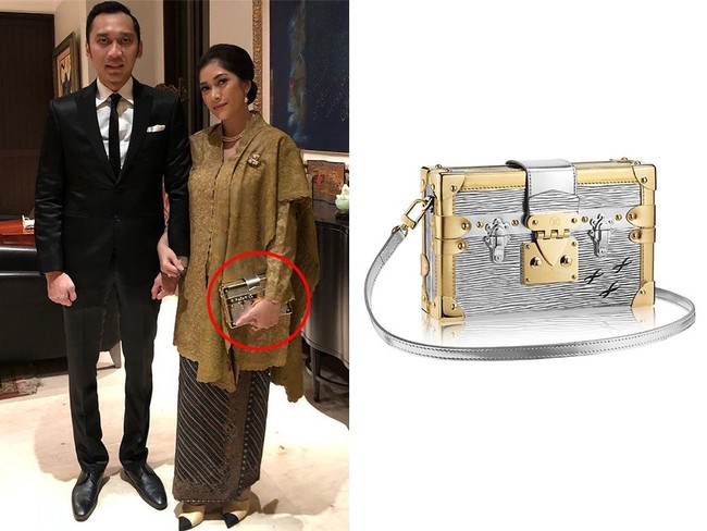 Menantu SBY, Aliya Rajasa mengenakan Louis Vuitton Petite Malle sebagai clutch bersama kebaya. Koleksi ikonik LV itu dijual US$ 5.500 atau Rp 80 juta. Foto: dok. Instagram, Louis Vuitton