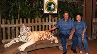 Aktivitas seru saat traveling dengan pasangan adalah memacu adrenalin berdua. Misalnya saja pose bareng harimau putih benggala di Taman Safari Indonesia II, Prigen, Pasuruan (@aniyudhoyono/Instagram)