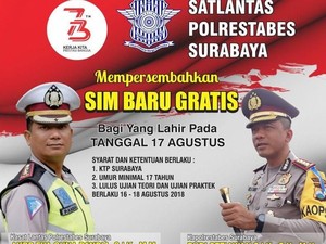 Asyik! Lahir Pas 17 Agustus Bisa Dapat SIM A dan C Gratis
