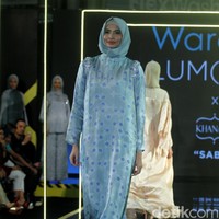 Karya busana terbaru dari Khanaan Salman yang mengangkat tema Saba di Jakarta Modest Fashion Week, Artium Gandaria City, Jakarta, Minggu [29/72018]. Foto: Mohammad Abduh/Wolipop