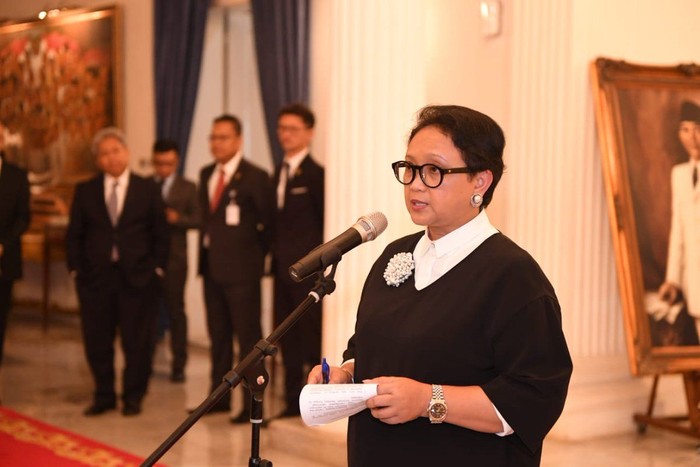 Menlu Retno Marsudi usai bertemu Menlu AS