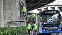 Para seniman itu dibagi menjadi beberapa tim yang terdiri dari 4 orang per tim dengan tugas menghias 73 tiang tol Rawamangun - Pulomas, Jakarta.