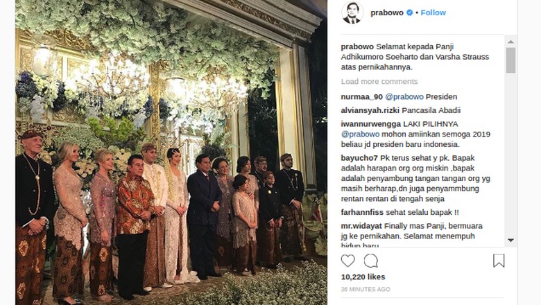 Prabowo Hadiri Pernikahan Panji Trihatmodjo Prabowo Hadiri Pernikahan Panji Trihatmodjo
