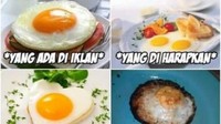 Tak seindah kenyataannya ya. Berharap makan telur mata sapi setengah matang, tapi kok malah jadi telur mata sapi gosong? Kasihan. Foto: Istimewa