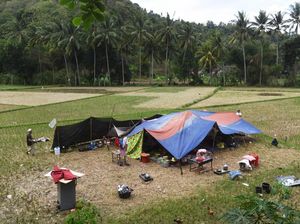 Takut Gempa Susulan, Warga Lombok Mengungsi ke Pematang Sawah