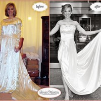 Baju pengantin warisan ibu bisa diubah menjadi sesuatu yang benar-benar beda. Anda bisa menggunakan busana tersebut sebagai material dari baju pengantin yang lebih simpel. Foto: Facebook Janice Martin Couture