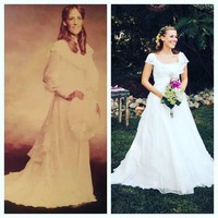 Wanita bernama Anna Nice mengunggah foto salah satu kliennya. Ia pun bisa mentransformasi gaun jadul menjadi lebih simpel dan klasik. Foto: Instagram The Hill Crest House