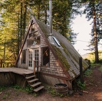 Dilihat dari luar, rumah yang lebih mirip atap ini terlihat seperti bangunan tua yang terbengkalai di tengah hutan. Siapa sangka, rumah ini adalah penginapan berkonsep unik. Foto: Dok. Airbnb