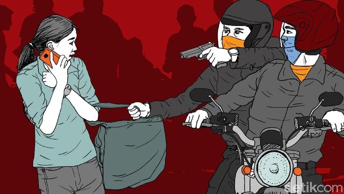 due pengendara speda motor menjambret pejalan kaki