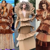 Kardus lagi-lagi jadi bahan eksperimen Tom. Kali ini gaun coklat coklat Tracee Ellis Ross yang jadi sasaran.