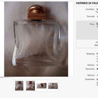 Memang tidak bisa dipukul rata apakah botol-botol yang dijual memang dibeli selebgram atau influencer. Bisa jadi, botol tersebut dijual untuk kolektor. Namun fenomena beli botol kemasan produk high-end memang cukup marak di situs penjualan tersebut. Ini salah satu botol Hermes kosong ukuran 50 ml yang dijual sekitar Rp 761 ribu. Foto: Dok. eBay