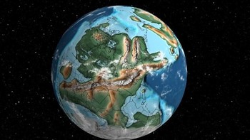 Bumi 300 juta tahun yang lalu saat periode Carboniferous, ketika tanaman mulai mengembangkan akar semakin meluas. (Foto: Ancient Earth Globe.)