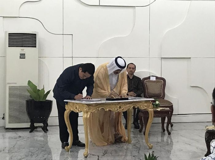 Penandatanganan sponsorship antara Qatar Airways dengan INASGOC (Rina Atriana/detikSport) Penandatanganan sponsorship antara Qatar Airways dengan INASGOC (Rina Atriana/detikSport)