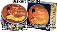 Biskuit yang ini juga nggak mau kalah. Katanya kue Denmark tapi pakai bahasa Perancis, gambarnya tentara Inggris, benderanya Belanda tapi dibuat di Ungaran. Foto: Istimewa
