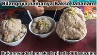Buat yang suka makan bakso super besar, nih ada bakso yang ngaku-ngaku dari Jahanam padahal aslinya dari Pasuruan. Foto: Istimewa