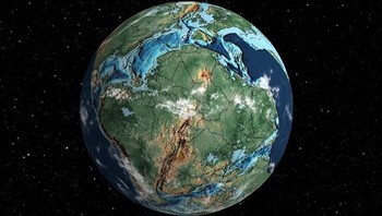 Bumi 150 juta tahun yang lalu ketika di akhir periode Jurassic. Dinosaurus masih mendominasi. (Foto: Ancient Earth Globe.)