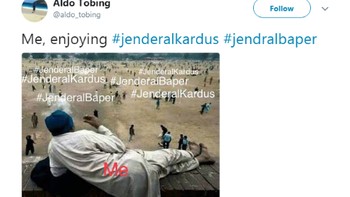 Lagi-lagi netizen yang hanya menikmati keramaian #JendralKardus vs JendralBaper. (Foto: Twitter @aldo_tobing)