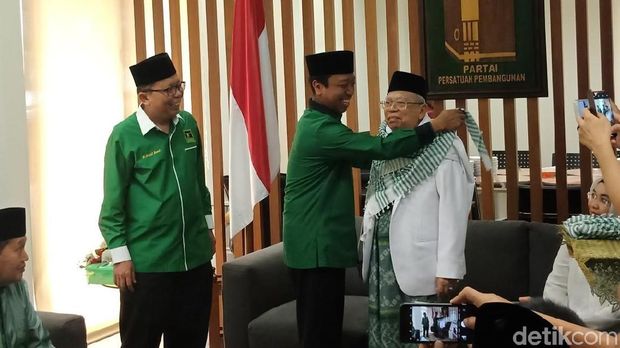 KH Ma'ruf Amin di kantor PPP, Jumat (10/8/2018)