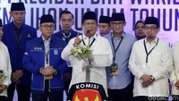 Prabowo saat menyampaikan sambutan usai mendaftar Pilpres 2019 di KPU, Jumat (10/8/2018).