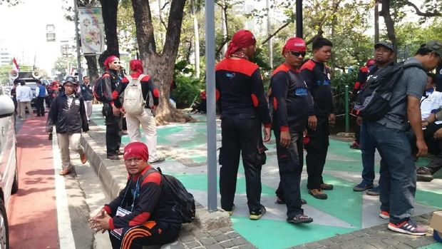 Massa KSPI pendukung Prabowo di Monas