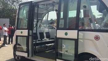 Selain bus tanpa sopir, pengalaman 5G dari Telkomsel ini bisa diimplementasikan melalui teknologi Live Streaming, Football 2020, Future Driving, Cycling Everywhere, dan Autonomous Bus yang dapat dijajal langsung masyarakat. Foto: Agus Tri Haryanto/detikINET