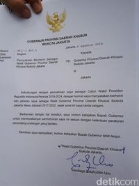 Ini Isi Surat Sandiaga Berhenti sebagai Wagub DKI