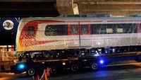 Kereta LRT Jakarta dari Korea Selatan tiba di Pelabuhan Tanjung Priok.Foto: Dok. PT Jakarta Propertindo